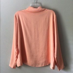ASOS Peach High Neck Blouse 16 Texture Long Slvs